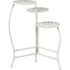 imageDeco 79 Metal Indoor Outdoor Plantstand Curved Folding 3 Tier Plant Shelf with Floral and Scroll Patterns Plant Stand 17quot x 17quot x 20quot SilverWhite