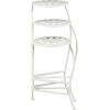 imageDeco 79 Metal Indoor Outdoor Plantstand Curved Folding 3 Tier Plant Shelf with Floral and Scroll Patterns Plant Stand 17quot x 17quot x 20quot SilverWhite