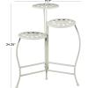 imageDeco 79 Metal Indoor Outdoor Plantstand Curved Folding 3 Tier Plant Shelf with Floral and Scroll Patterns Plant Stand 17quot x 17quot x 20quot SilverWhite