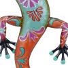 imageDeco 79 Metal Lizard Home Wall Decor Indoor Outdoor Floral Patterned Wall Sculpture with Teal and Pink Accents Wall Art 18quot x 3quot x 33quot Orange