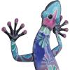 imageDeco 79 Metal Lizard Indoor Outdoor Floral Patterned Wall Decor with Purple and Teal Accents 18quot x 3quot x 33quot Blue181L x 33W