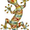 imageDeco 79 Metal Lizard Indoor Outdoor Floral Patterned Wall Decor with Purple and Teal Accents 18quot x 3quot x 33quot Blue30L x 14W