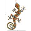 imageDeco 79 Metal Lizard Indoor Outdoor Floral Patterned Wall Decor with Purple and Teal Accents 18quot x 3quot x 33quot Blue30L x 14W