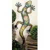 imageDeco 79 Metal Lizard Indoor Outdoor Floral Patterned Wall Decor with Purple and Teal Accents 18quot x 3quot x 33quot Blue32L x 15W