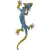 imageDeco 79 Metal Lizard Indoor Outdoor Floral Patterned Wall Decor with Purple and Teal Accents 18quot x 3quot x 33quot BlueWall Art 13 x 5 x 28