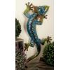 imageDeco 79 Metal Lizard Indoor Outdoor Floral Patterned Wall Decor with Purple and Teal Accents 18quot x 3quot x 33quot BlueWall Art 13 x 5 x 28