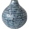 imageDeco 79 Mother of Pearl Shell Handmade Decorative Vase Mosaic Inspired Centerpiece Vase Flower Vase for Home Decoration 8quot x 8quot x 15quot GrayBlue