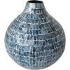 imageDeco 79 Mother of Pearl Shell Handmade Decorative Vase Mosaic Inspired Centerpiece Vase Flower Vase for Home Decoration 8quot x 8quot x 15quot GrayBlue