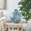 imageDeco 79 Mother of Pearl Shell Handmade Decorative Vase Mosaic Inspired Centerpiece Vase Flower Vase for Home Decoration 8quot x 8quot x 15quot GrayBlue