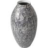 imageDeco 79 Mother of Pearl Shell Handmade Decorative Vase Mosaic Inspired Centerpiece Vase Flower Vase for Home Decoration 8quot x 8quot x 15quot GrayGray
