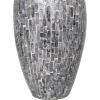 imageDeco 79 Mother of Pearl Shell Handmade Decorative Vase Mosaic Inspired Centerpiece Vase Flower Vase for Home Decoration 8quot x 8quot x 15quot GrayGray
