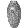 imageDeco 79 Mother of Pearl Shell Handmade Decorative Vase Mosaic Inspired Centerpiece Vase Flower Vase for Home Decoration 8quot x 8quot x 15quot GrayGray