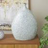 imageDeco 79 Mother of Pearl Shell Handmade Decorative Vase Mosaic Inspired Centerpiece Vase Flower Vase for Home Decoration 8quot x 8quot x 15quot GrayLight Blue