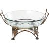 imageDeco 79 Tempered Glass Kitchen Serving Bowl with Brown Metal Base 24quot x 14quot x 8quot ClearClear