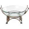 imageDeco 79 Tempered Glass Kitchen Serving Bowl with Brown Metal Base 24quot x 14quot x 8quot ClearClear