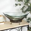 imageDeco 79 Tempered Glass Kitchen Serving Bowl with Brown Metal Base 24quot x 14quot x 8quot ClearClear