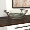 imageDeco 79 Tempered Glass Kitchen Serving Bowl with Brown Metal Base 24quot x 14quot x 8quot ClearClear