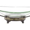 imageDeco 79 Tempered Glass Kitchen Serving Bowl with Brown Metal Base 24quot x 14quot x 8quot ClearClear