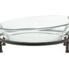 imageDeco 79 Tempered Glass Kitchen Serving Bowl with Brown Metal Base 24quot x 14quot x 8quot ClearClear