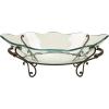 imageDeco 79 Tempered Glass Kitchen Serving Bowl with Brown Metal Base 24quot x 14quot x 8quot ClearClear