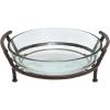 imageDeco 79 Tempered Glass Kitchen Serving Bowl with Brown Metal Base 24quot x 14quot x 8quot ClearClear