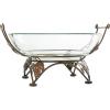 imageDeco 79 Tempered Glass Kitchen Serving Bowl with Brown Metal Base 24quot x 14quot x 8quot ClearClear