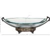 imageDeco 79 Tempered Glass Kitchen Serving Bowl with Brown Metal Base 24quot x 14quot x 8quot ClearClear