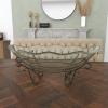 imageDeco 79 Tempered Glass Kitchen Serving Bowl with Brown Metal Base 24quot x 14quot x 8quot ClearClear
