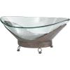 imageDeco 79 Tempered Glass Kitchen Serving Bowl with Brown Metal Base 24quot x 14quot x 8quot ClearClear