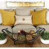 imageDeco 79 Tempered Glass Kitchen Serving Bowl with Brown Metal Base 24quot x 14quot x 8quot ClearClear