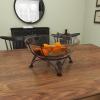 imageDeco 79 Tempered Glass Kitchen Serving Bowl with Brown Metal Base 24quot x 14quot x 8quot ClearClear