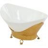 imageDeco 79 Tempered Glass Kitchen Serving Bowl with Brown Metal Base 24quot x 14quot x 8quot ClearWhite