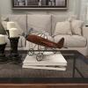 imageDeco 79 Wood Airplane Decorative Sculpture Home Decor Statue with Gray Metal Accents Accent Figurine 16quot x 14quot x 9quot Brown