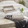 imageDeco 79 Wood Living Room Decor Tray Ottoman Tray Set of 3 Serving Tray 16quot 18quot 20quotW White