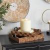 imageDeco 79 Wood Tray with Metal Handles Set of 2 14quot 16quotW Dark BrownDark Brown
