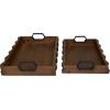 imageDeco 79 Wood Tray with Metal Handles Set of 2 14quot 16quotW Dark BrownDark Brown