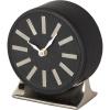 imageDeco 79 Faux Leather Round Clock with Silver Rectangular Base 5quot x 3quot x 6quot BlackBlack