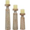 imageDeco 79 Mango Wood Floral Handmade Vine Decorative Candle Holder with Whitewashed Cream Backing Set of 3 Candlestick Holder 18quot 15quot 11quotH Brown13  15  18
