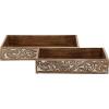 imageDeco 79 Mango Wood Tray with Carved Sides Set of 2 18quot 15quotW Brown