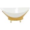 imageDeco 79 Tempered Glass Kitchen Serving Bowl with Brown Metal Base 24quot x 14quot x 8quot ClearWhite