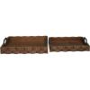 imageDeco 79 Wood Tray with Metal Handles Set of 2 14quot 16quotW Dark BrownDark Brown