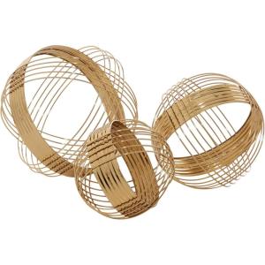 imageCosmoLiving by Cosmopolitan Metal Geometric Decorative Sculpture Home Decor Statues Set of 3 Accent Figurines 8quot 7quot 6quotH Gold
