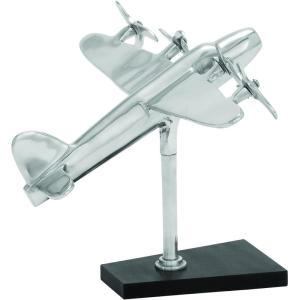 imageDeco 79 Aluminum Metal Airplane Decorative Sculpture Home Decor Statue with Black Base Accent Figurine 12quot x 16quot x 11quot Silver