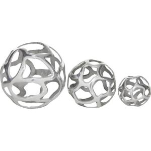 imageDeco 79 Aluminum Metal Geometric Decorative Sculpture Home Decor Statues Set of 3 Accent Figurines 8quot 6quot 4quotW BrassSilver