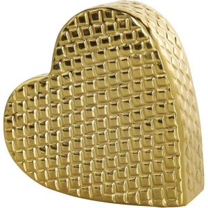imageDeco 79 Aluminum Metal Heart Decorative Sculpture Slanted Home Decor Statue with Dimensional Cube Textured Exterior Accent Figurine 9quot x 3quot x 9quot GoldGold