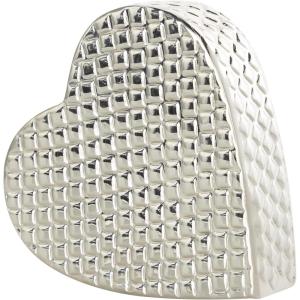 imageDeco 79 Aluminum Metal Heart Decorative Sculpture Slanted Home Decor Statue with Dimensional Cube Textured Exterior Accent Figurine 9quot x 3quot x 9quot GoldSilver