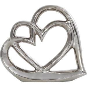 imageDeco 79 Ceramic Heart Decorative Sculpture Abstract Overlapping Home Decor Statue Accent Figurine 11quot x 2quot x 10quot SilverSilver