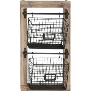 imageDeco 79 Farmhouse Metal Rectangle Magazine Rack Holder 14quot x 4quot x 25quot Black14 x 4 x 25
