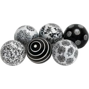 imageDeco 79 Glam Ceramic Orbs ampamp Vase Filler with Assorted Patterns Set of 6 3quotD BlueBlack