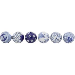 imageDeco 79 Glam Ceramic Orbs ampamp Vase Filler with Assorted Patterns Set of 6 3quotD BlueBlue